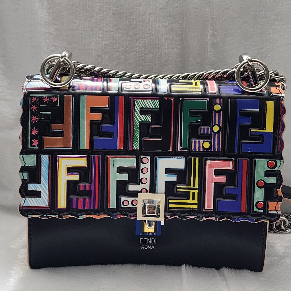 Fendi Zucca Multicolor Leather Chain Bag